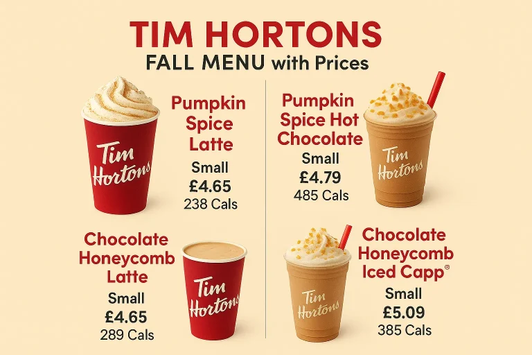 Tim Hortons Fall Menu with Prices Drinks