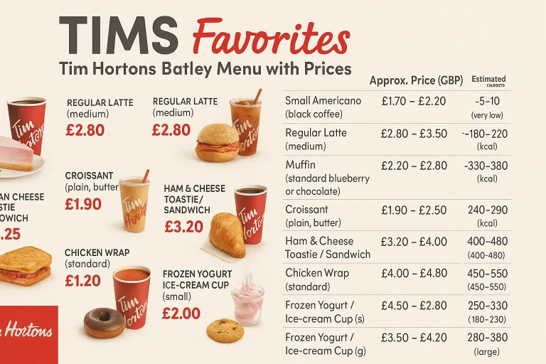 tim hortons batley menu prices