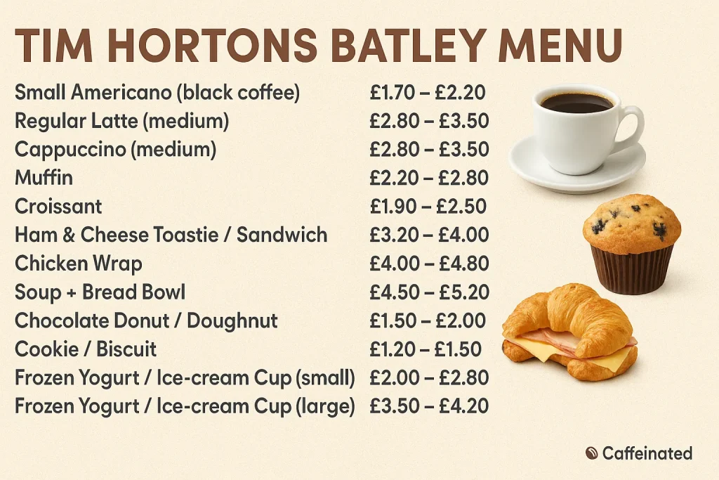 tim hortons batley menu with prices
